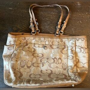 COACH Signature Brown Optic Baby Diaper Bag Shoulder Tote